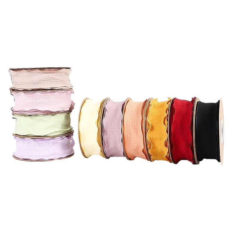 Seven-color Pansy 2.5cm pleated lace ribbon handmade diy cake decoration with skirt gift flower packaging ribbon