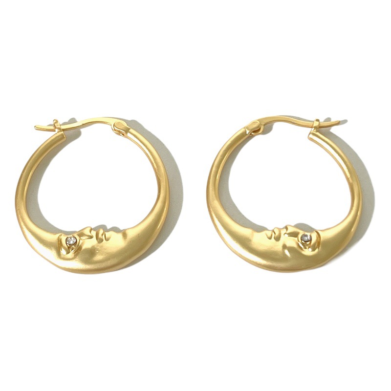 European and American fashion cold wind moon inlaid rhinestone personality earrings cross-border simple moon ring earrings earrings