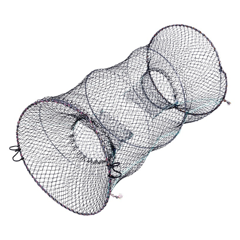 Folding Crab Cage Big Eye Spring Cage Telescopic Round Black Fish Crab Cage Lobster Net 6 Strands Knotted Net Fishing Cage