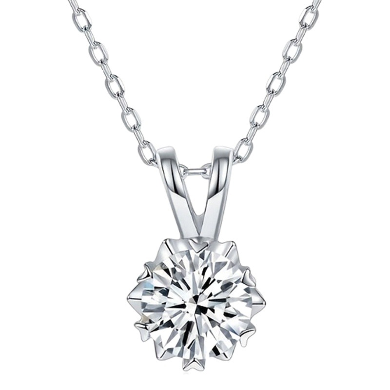 European and American fashion moissanite jewelry clavicle chain simple fashion V-shaped snowflake necklace cross-border S925 sterling silver necklace