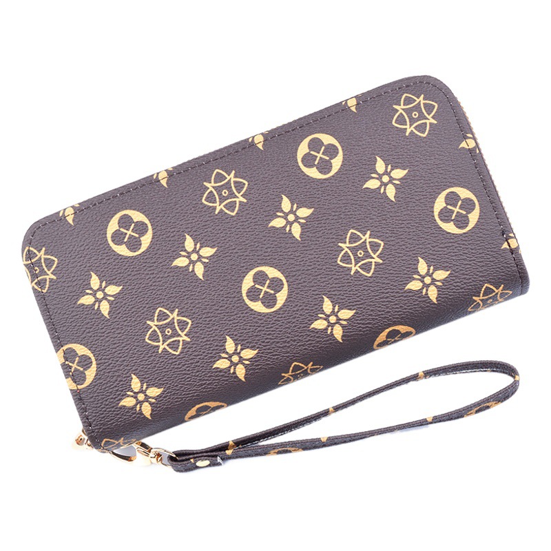 New Wallet Women's Long Double Zipper Clutch Bag Fashion Printed Large Capacity Double Layer Wallet Change Mobile Phone Bag