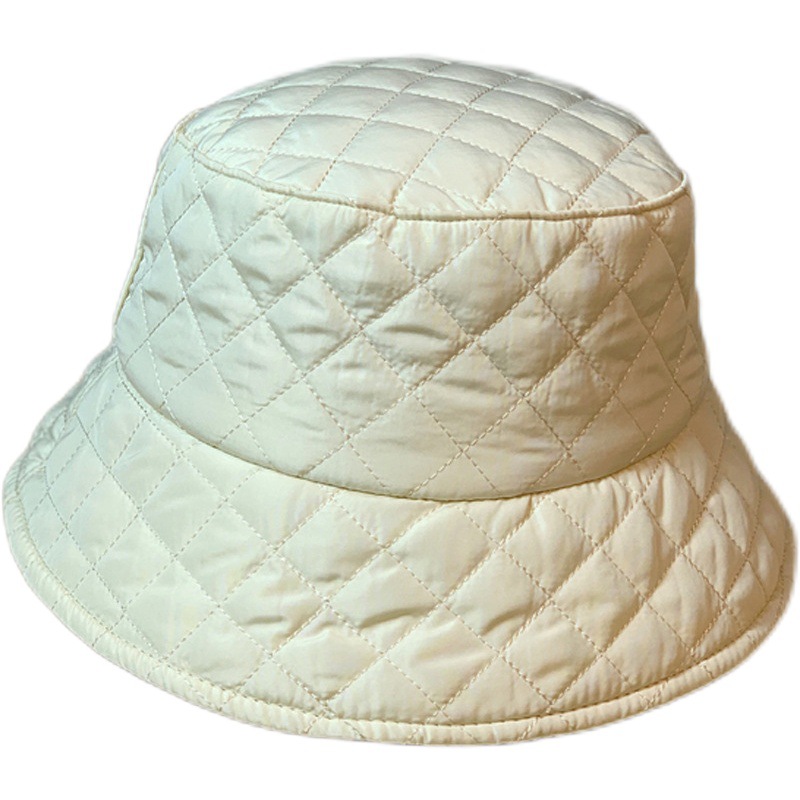 Ultra-Light down Cotton Quilted Fisherman Hat for Men and Women, Autumn and Winter Warm Korean Style Fashionable Basin Hat, Popular, Small Face