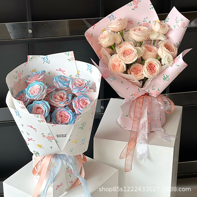 Zhuoxian Flower Material Lover's Blooming Flower Wrapping Paper Waterproof Art Paper Gift Bouquet Material Flower Wrapping Paper