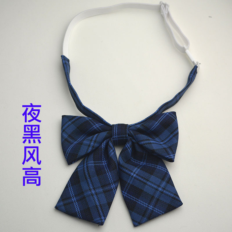 Picture of Hot-selling College Style Oka Pear Field Soot Black Bow Plaid Flat Horn JK Collar Bow Tie Shirt Accessories