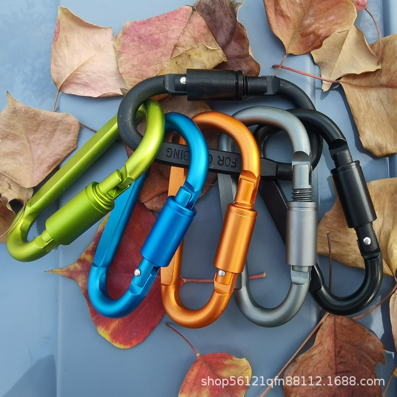 Outdoor aluminum alloy D-type quick hanging travel camping carabiner equipment camping carabiner large hanging buckle