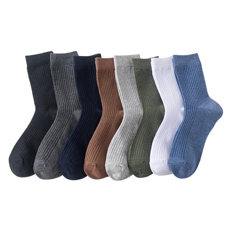 Men's Autumn and Winter Classic Drawstrip Men's Socks All-match Solid Color Cotton Men's Vertical Socks in stock
