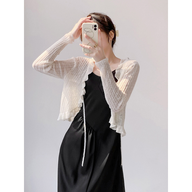 Picture of Sunscreen Knitted Cardigan Women's Thin Slip Skirt Outer Wear Air Conditioning Blouse Summer Shawl Ice Silk Small Waistle Fairy Jacket