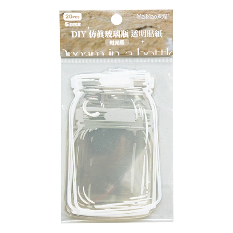 Bottle transparent stickers 4 shapes a pack of 20 mini transparent waterproof stickers