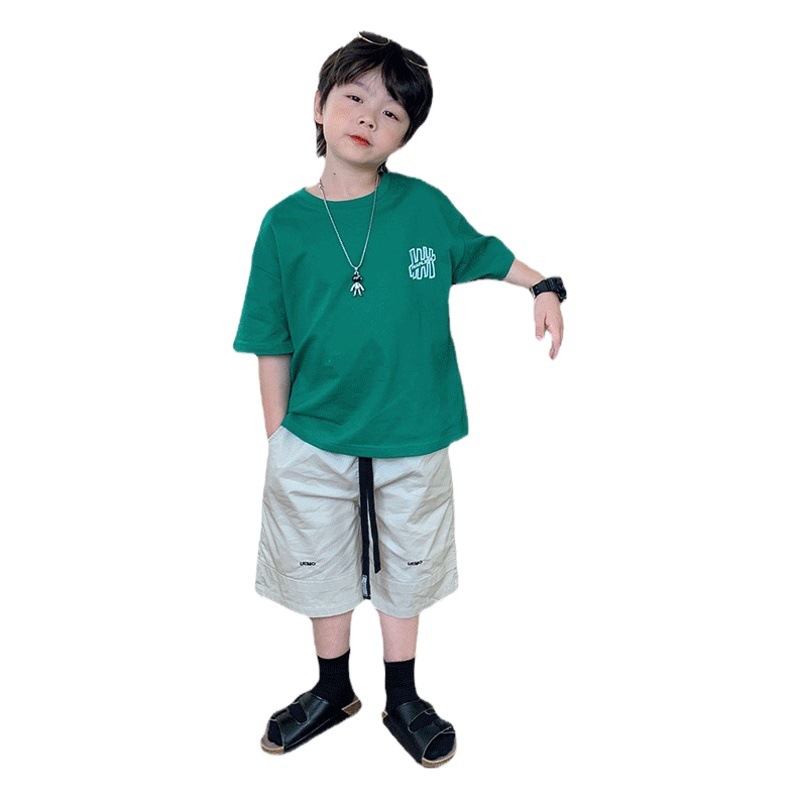 Boys' T-shirt Short-sleeved 2023 Summer New Children's Baby Korean-style Top Thin Half-sleeved T-shirt Fashionable Brand Summer Dress