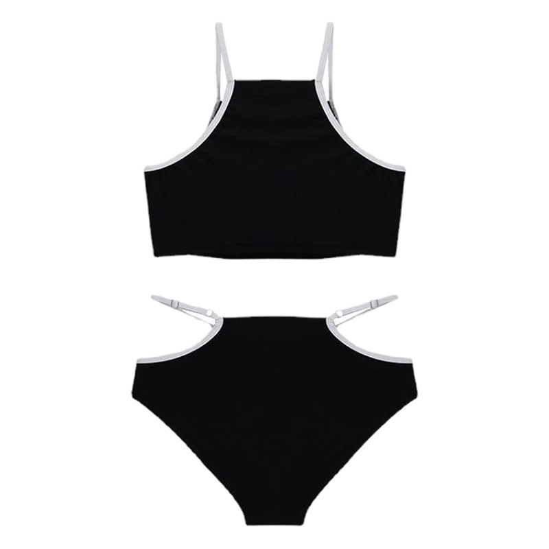 Cross-Border Korean Style New Sports Swimsuit Female Sexy Solid Color Vest Bikini Hot Spring Beach Vacation Swimwear