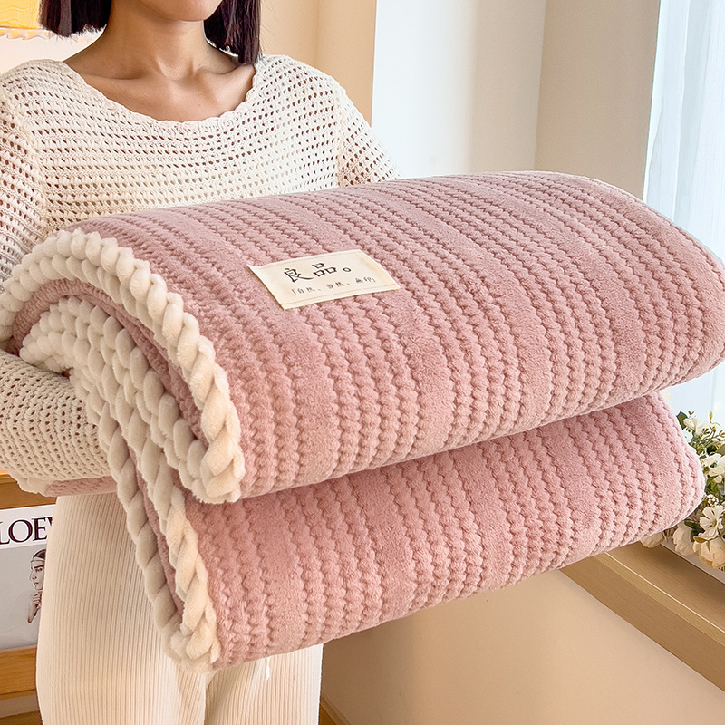 Picture of Cross-border Autumn and Winter Thickened Class A Milk Fleece Jacquard Blanket Office Nap Blanket Coral Fleece Cover Blanket Sofa Blanket