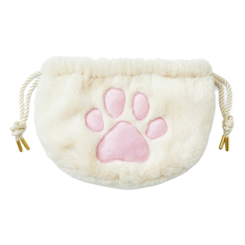 Picture of Japanese popular cute cat claw cosmetic bag drawstring drawstring drawstring storage bag plush lipstick bag wash bag