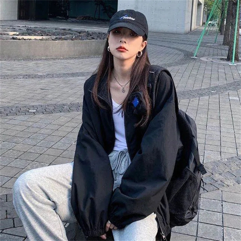Picture of Workwear Coat Women's 2025 New Spring and Autumn Retro American Black Baseball Suit Korean Loose Casual Fashion Top