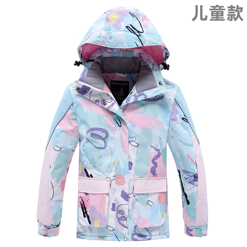 Picture of Children's Ski Suit for Boys and Girls Winter Outdoor Windproof Water-splashing Warm Thickened Snowboard Double-board Ski Suit New