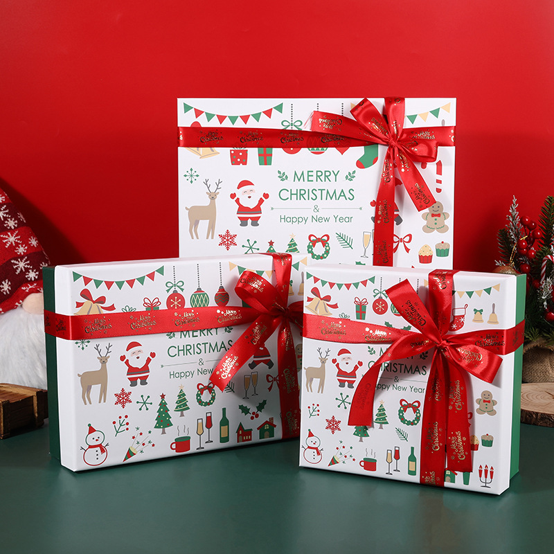 in stock Red Bow Christmas Gift Box Scarf Hat Packaging Box Large Green Christmas Gift Box
