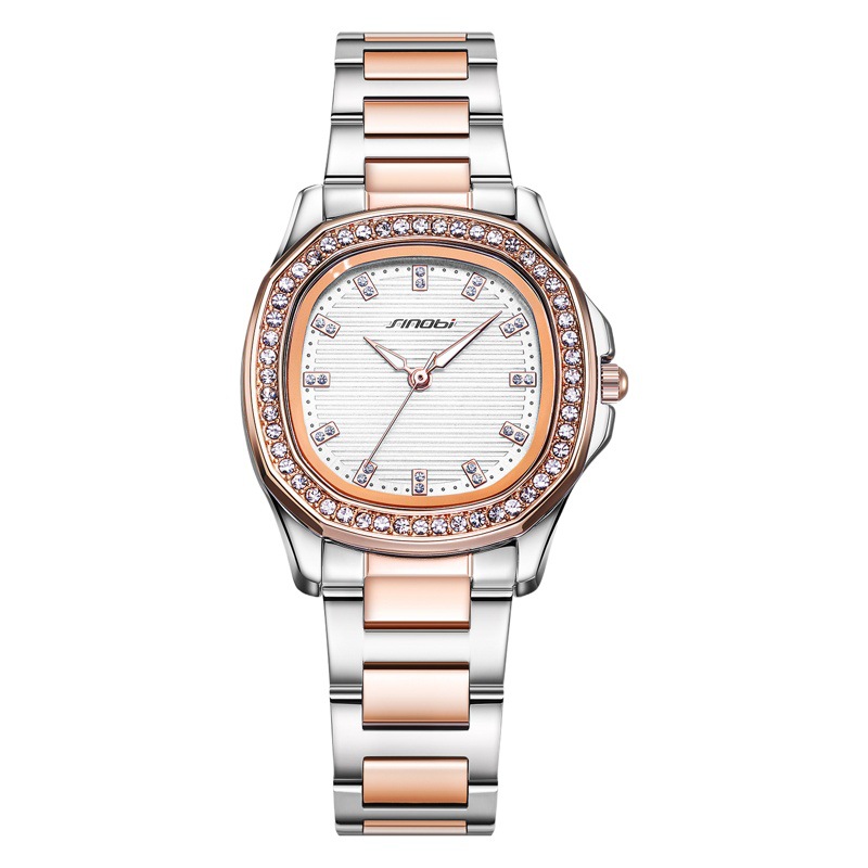 Sinobi Women's Watch Women's High-value Nautilus Waterproof Square Watch Retro Luminous Steel Band Cross-border Watch for Women