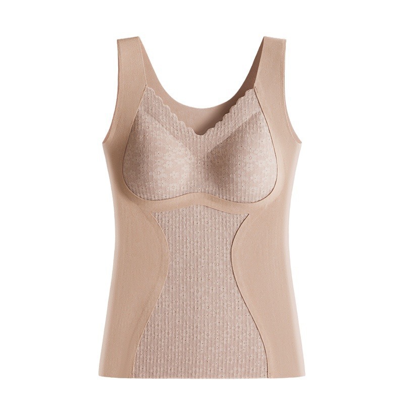 Picture of New Oxygen Lace Thermal Vest Paclitaxel Chest Pad Cationic Traceless Heating Light Plastic Thermal Underwear for Women