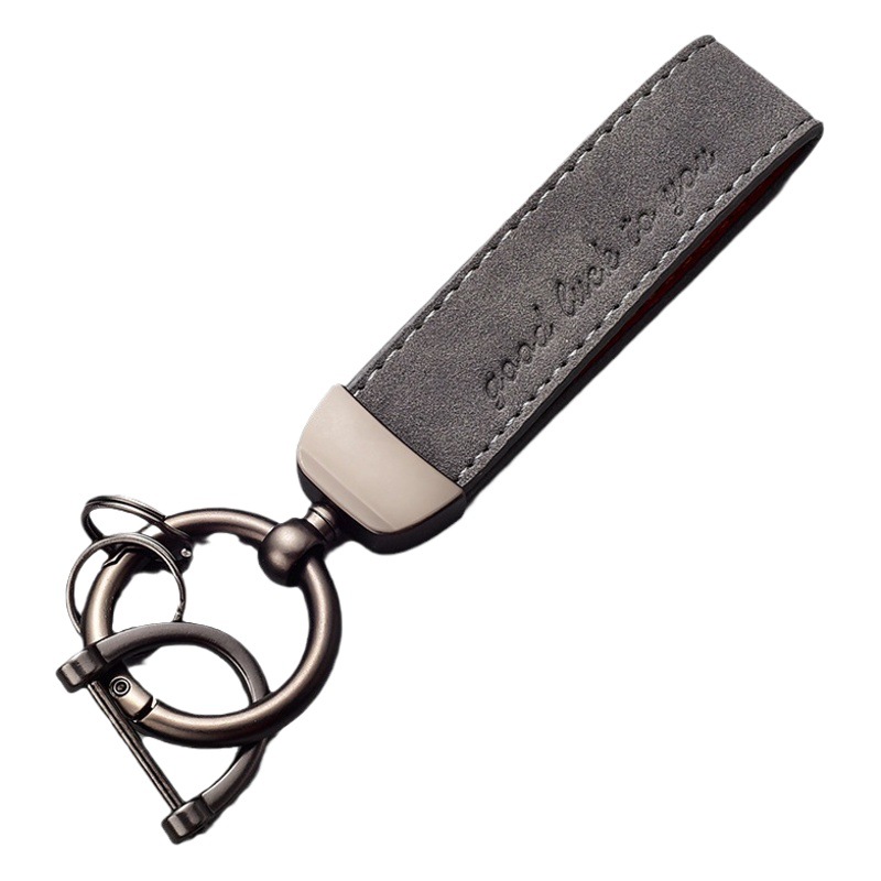 Suede keychain fashion brand car keychain leather metal pendant accessories key chain ring hardware spring ring