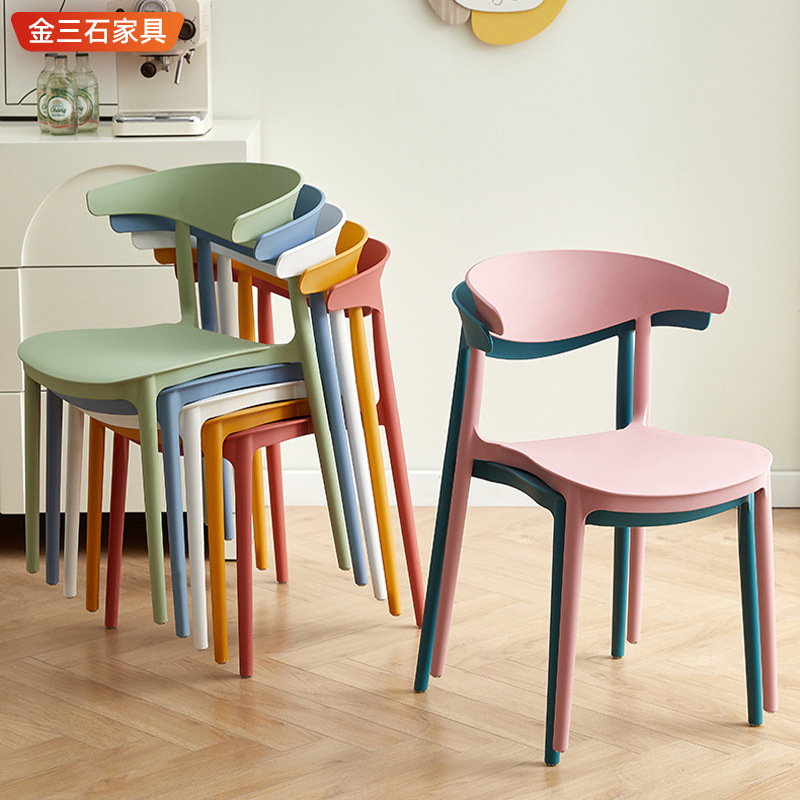 Picture of Modern Simple Plastic Chair for Home Use, Adult Chair with Backrest, Horn Chair, Cafe Dining Chair, Backrest Chair, Lightweight and Durable