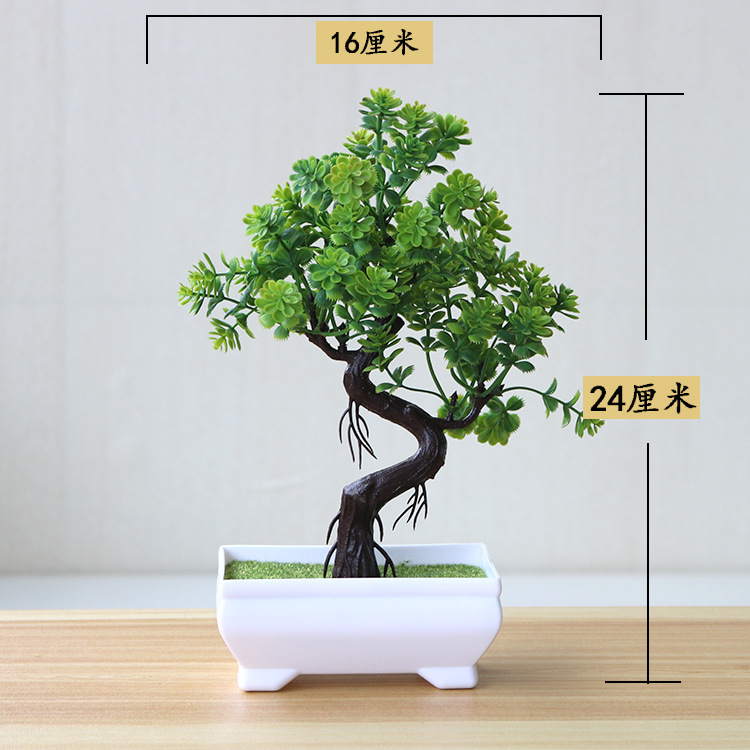 Picture of Sakura Snowball Simulated Plant Potted Grass Ball Bonsai Small Tree Home Decoration Flower Ornament Creative Mini Small Round Ball
