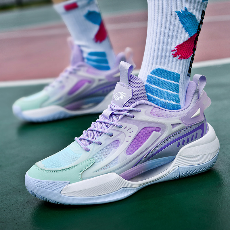 Cross-Border Luminous Fluorescent Friction Will Ring Basketball Shoes for Junior High School Students Practical Indoor and Outdoor Competition Training Sports Shoes for Men