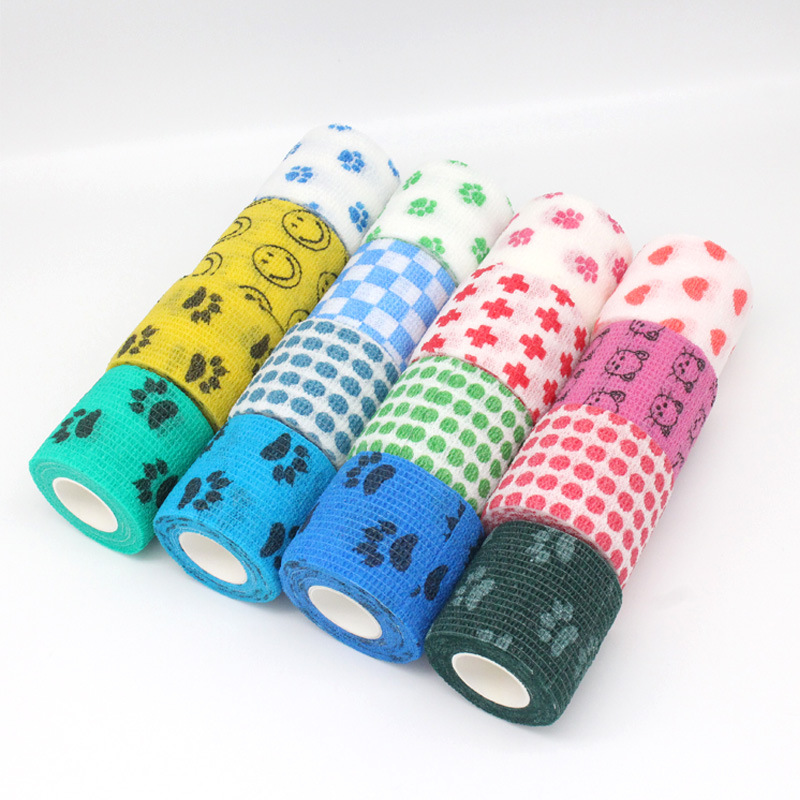 Picture of Factory wholesale non-woven self-adhesive elastic elastic bandage sports protection ankle pet print finger bandage