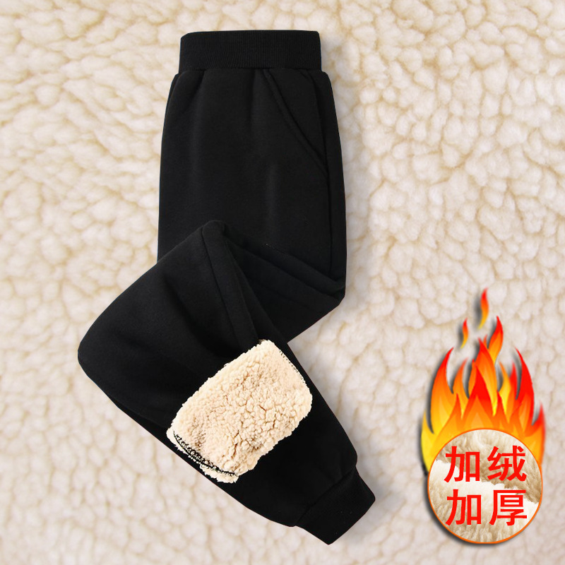 Picture of Boys' Pants 2024 Spring Warm Korean Children's Lamb Velvet Pants Large Children's fleece-lined Thickened Sweatpants