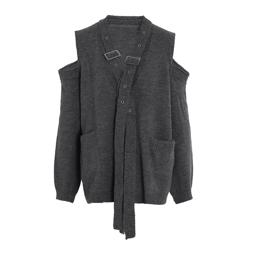 Picture of 2024 spring new off-the-shoulder knitted sweater coat cardigan women's design sense royal sister cross-border loose casual top