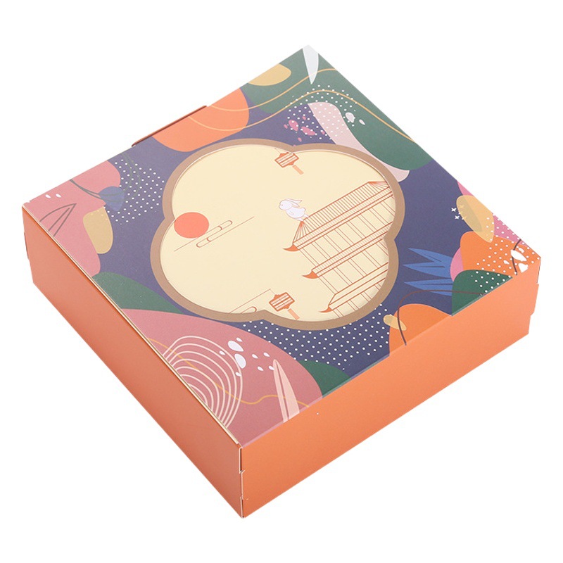 Direct selling four-leaf clover Mid-Autumn Moon Cake Packaging Box Simple Folding Ice Crust Moon Cake Box Egg Yolk Crisp Gift Box 4 6 Pack