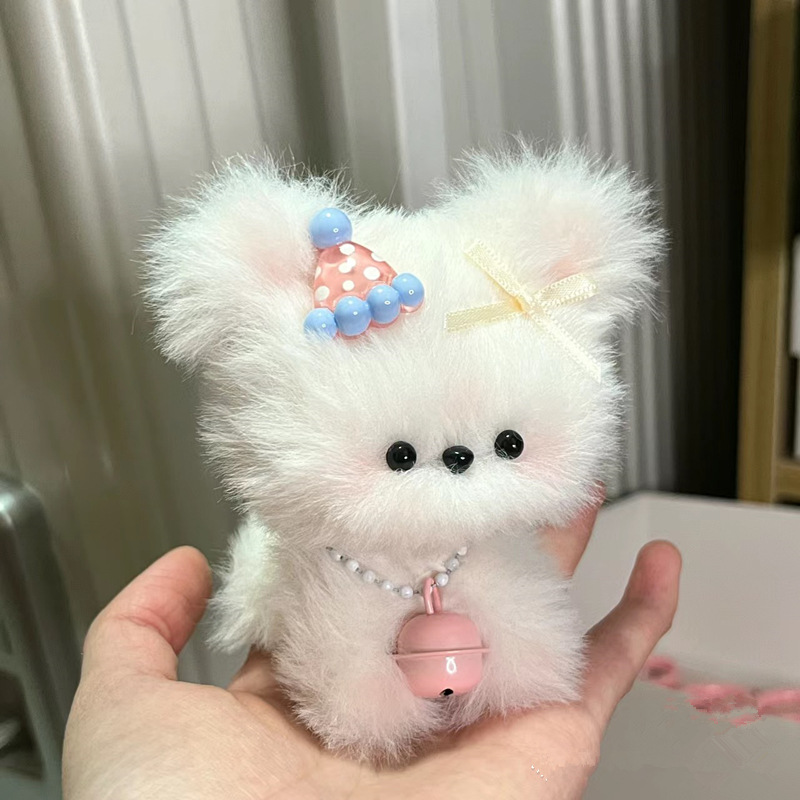 Rabbit fur twist bar puppy finished wholesale free plush strip handmade diy material wool doll finished toy