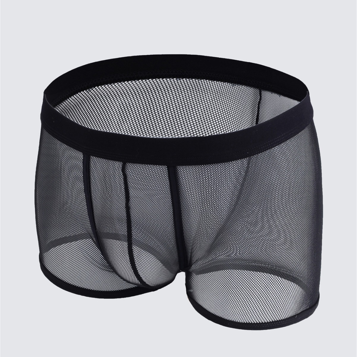 Foreign trade men's underwear boxer pants transparent thin four-angle pants summer mesh mesh mesh underwear sexy men's wholesale