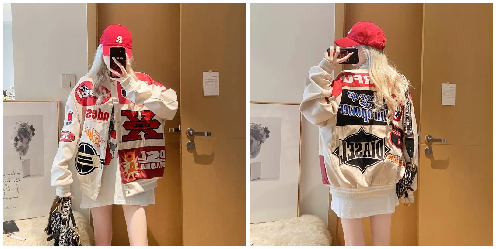 Picture of American-style Biker Jacket Men's Amazon Foreign Trade Retro Hip-hop Loose All-match Couple Baseball Suit New Jacket