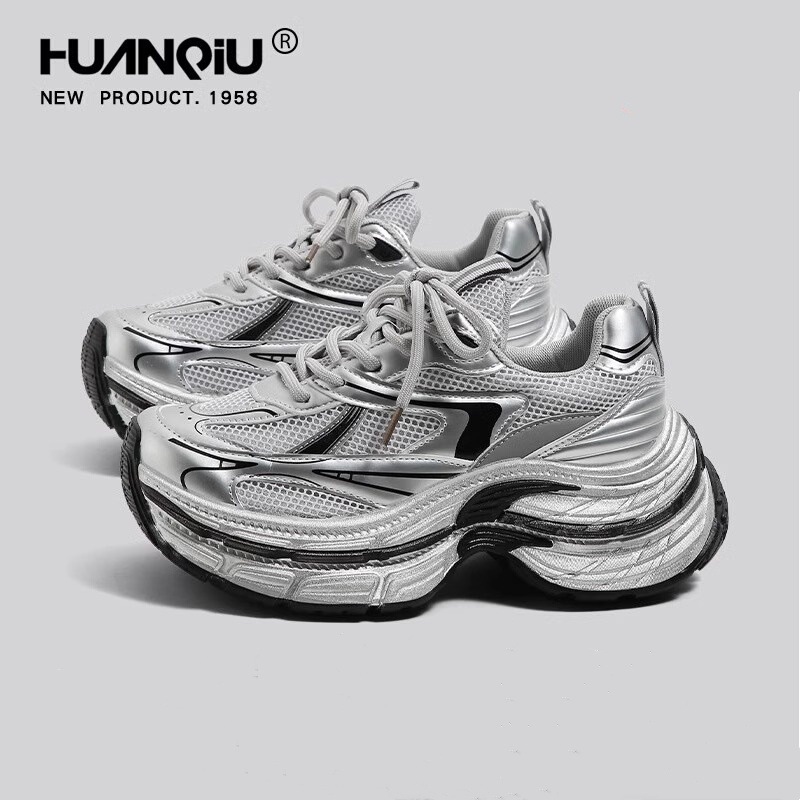 Autumn 2024 Global silver Big Sole Torre Shoes Women's New Thick Sole Increased Spring and Autumn Paris Casual sneaker