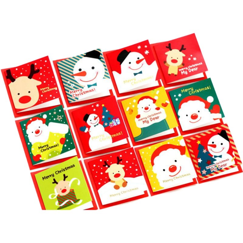 Japanese and Korean Creative cute cartoon square Christmas greeting card message card blessing card cute card 12