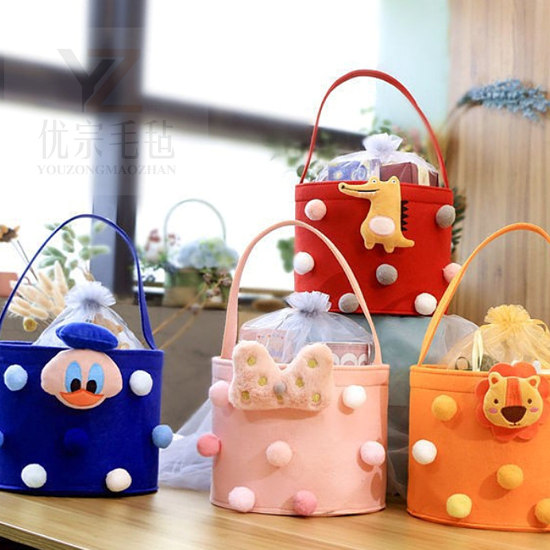 Cartoon Felt Bag Accompanying Gift Bag Handbag Advertising Gift Bag Felt Storage Bucket Full Moon Accompanying Gift Hug Bucket