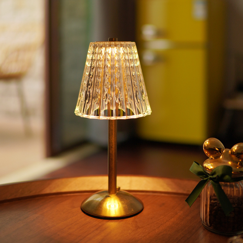 Crystal Retro Table Lamp Bedroom Bedside Lamp Accessible Luxury Atmosphere Lamp Bedside Table Lamp Rechargeable Night Light Master Bedroom Led
