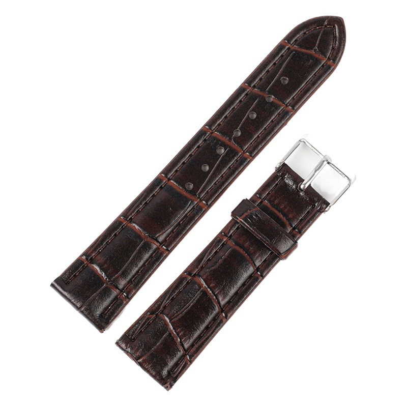 New in Stock Black Bamboo Pattern Strap 18 20 22 24mm Crocodile Pattern Leather Watch Strap for Men and Women