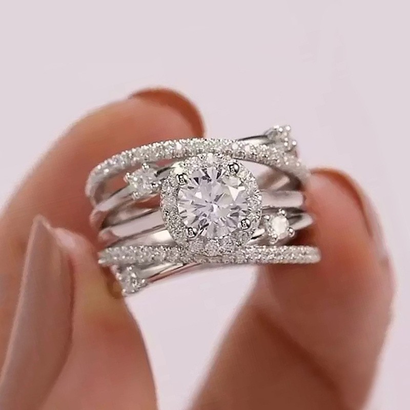 Zhenrong temu cross-border hot selling accessories fashion multi-circle winding inlaid zircon ring European and American trend ladies ring
