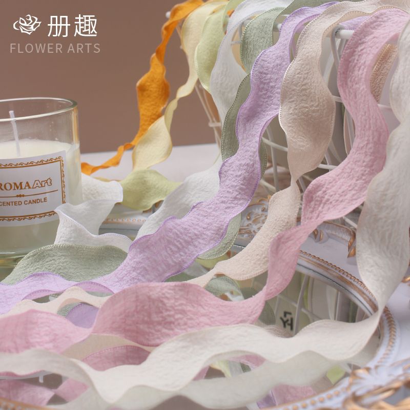 2.5cm pleated wave lace bouquet packaging ribbon ribbon DIY material hair accessories bow ribbon gift belt