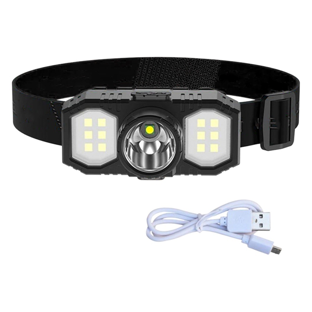 Cross-border headlight LED charging outdoor long-range head-mounted flashlight USB charging dual light source COB fishing lamp