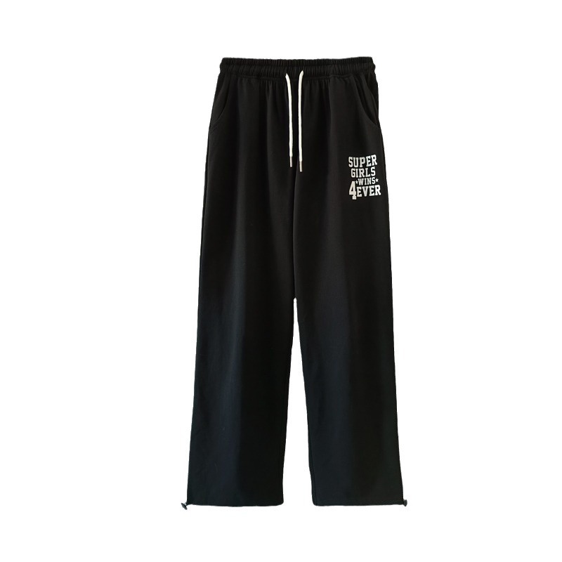 Picture of 2024 New Arrival Yellow Letter Black Trousers Women's All-Match Hip-Hop Hiphop Jazz Hip-Hop Loose Wide-Leg Pants Casual