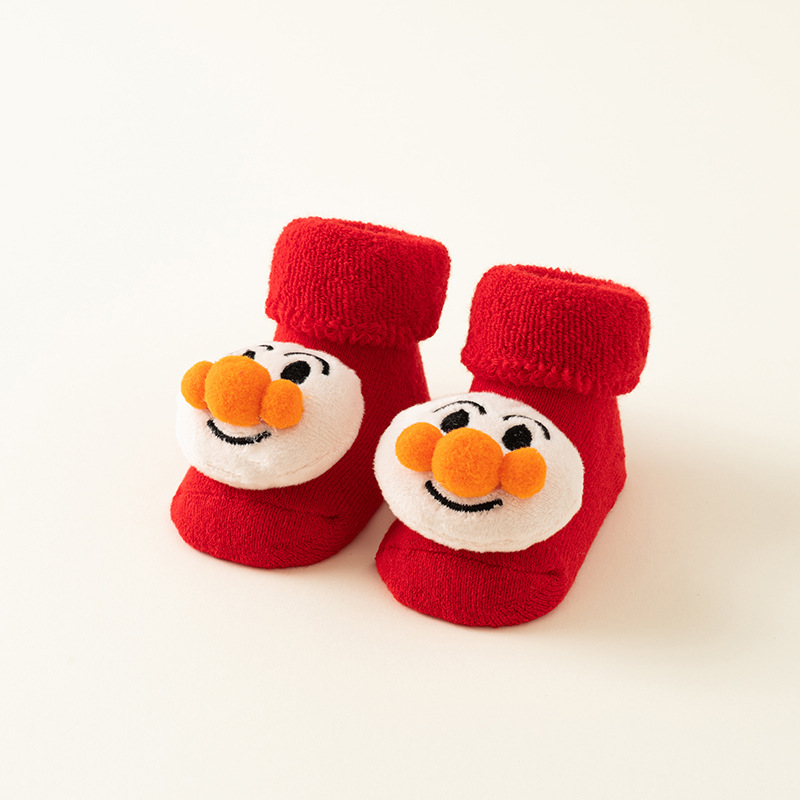 Picture of Newborn baby socks autumn and winter baby warm fleece-lined red terry non-slip Christmas floor socks toddler socks wholesale
