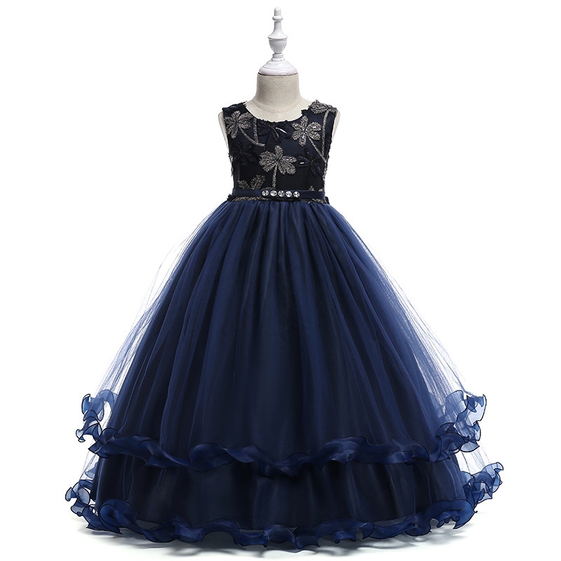 Picture of Amazon Wish Big Children's Wedding Dress Coconut Tree Embroidered Princess Dress Floor-Length Long Dress Catwalk Dress