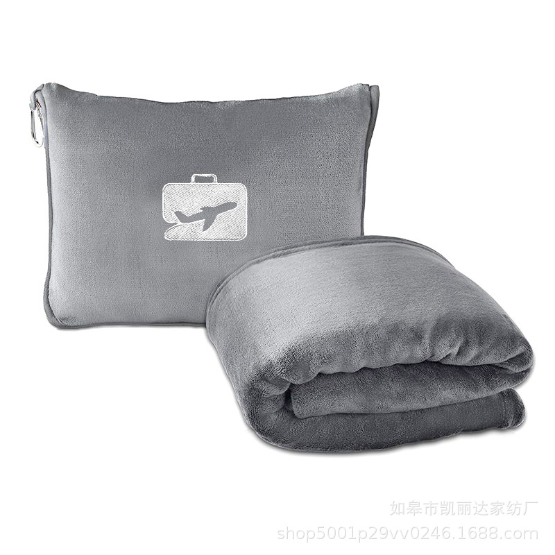 Cross-Border Portable Airplane Travel Blanket 2-in-1 Foldable Storage Nap Blanket Winter Flannel Blanket Customization