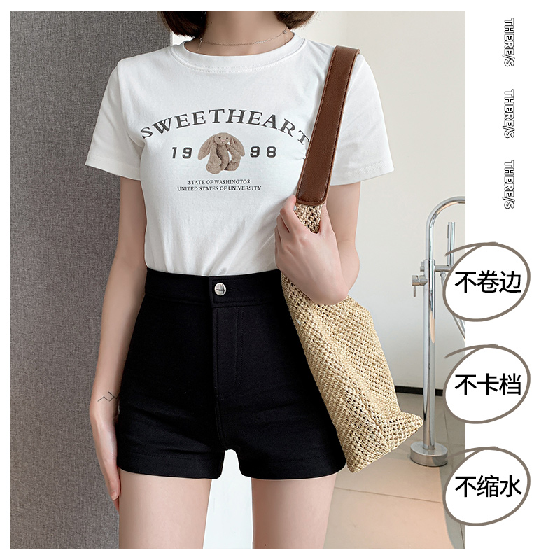 plus size chubby girl Shorts Women's Spring and Summer Black Pants 2024 New High Waist Slimming Base Hot Pants for Hot Girls Suit