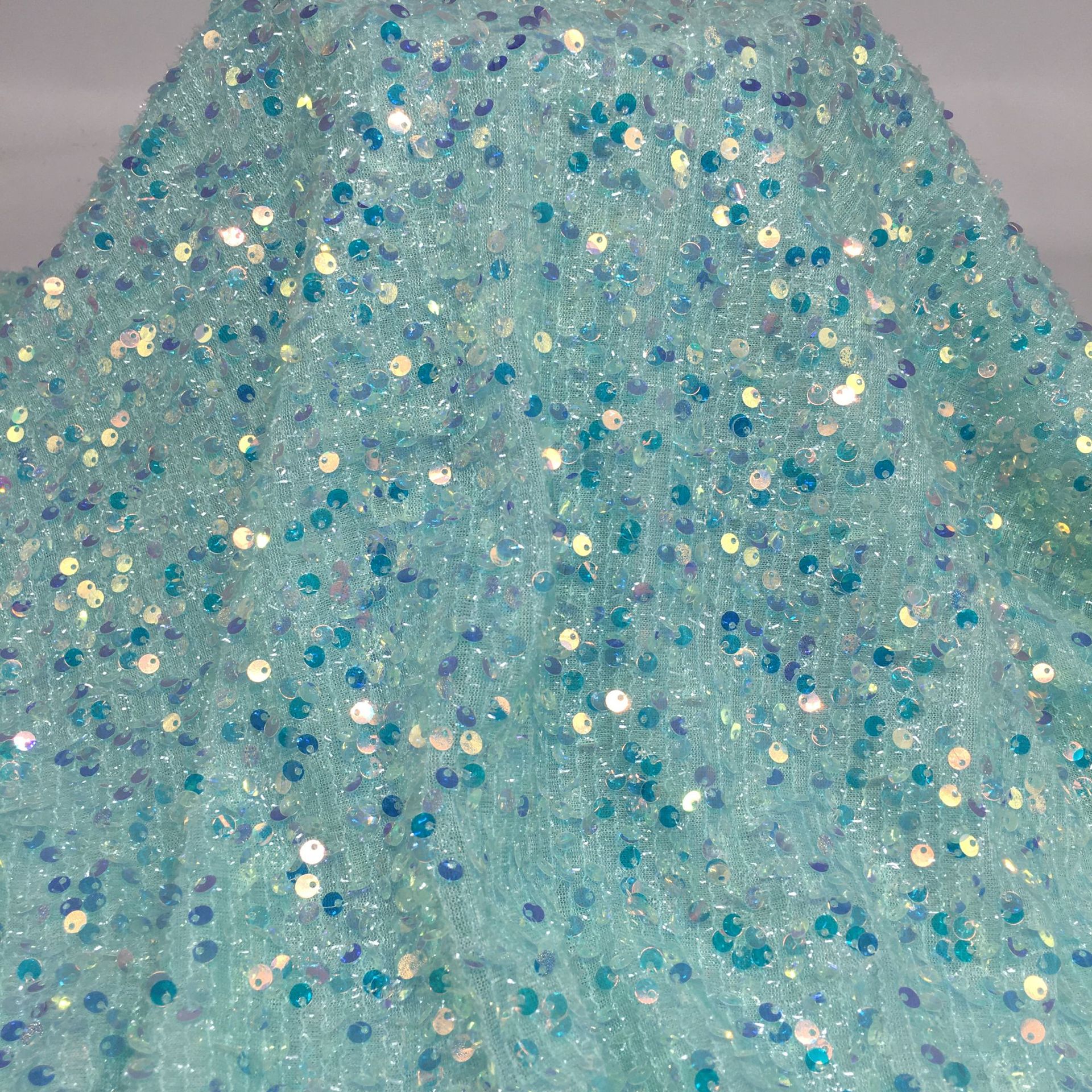 Picture of 5mm centipede yarn sequin embroidered mesh wedding fashion stage clothing cushion tablecloth sequin fabric embroidered sequin cloth