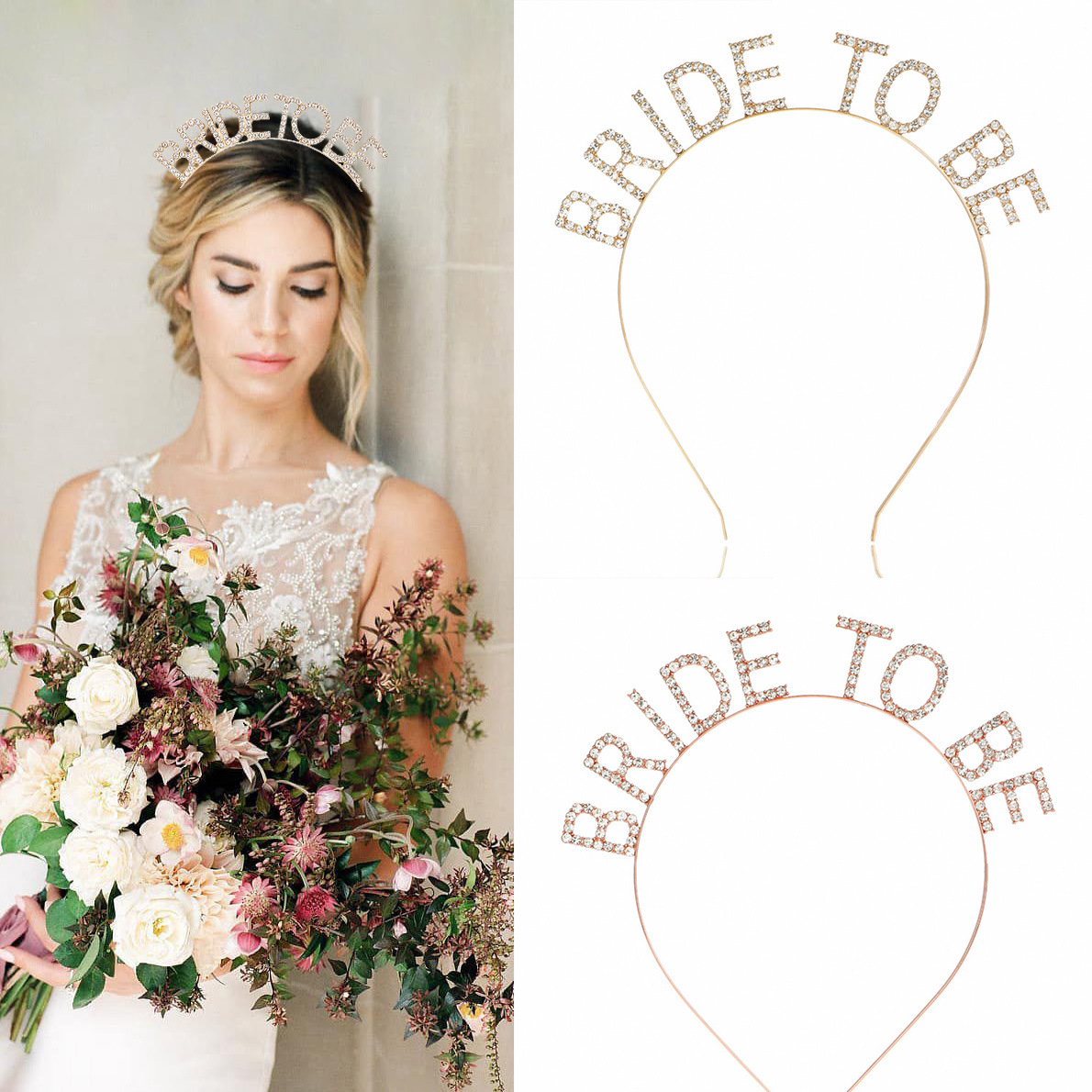 Manufacturer European and American Fashion Creative Diamond Letter Bride to Be Headband Bachelor Party Holiday Bridal Hair Accessories