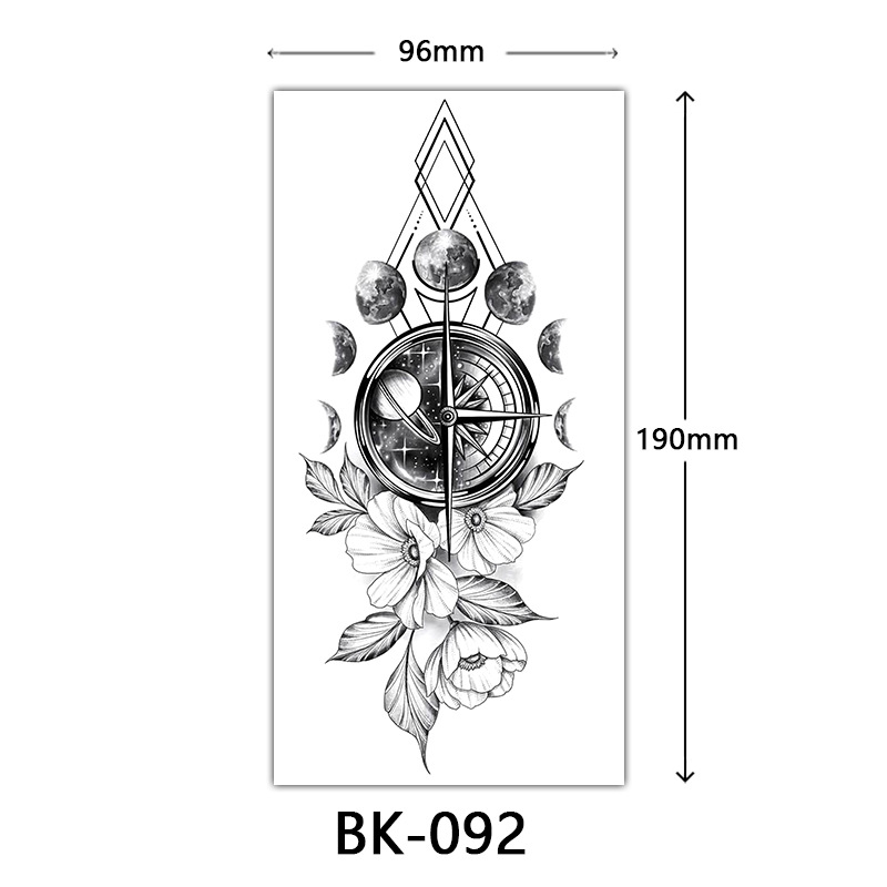 Picture of Cross-Border Supply of Sketch Flower Tattoo Stickers, Sketch Tattoo Stickers, Rose Flower Black and White Flower Tattoo