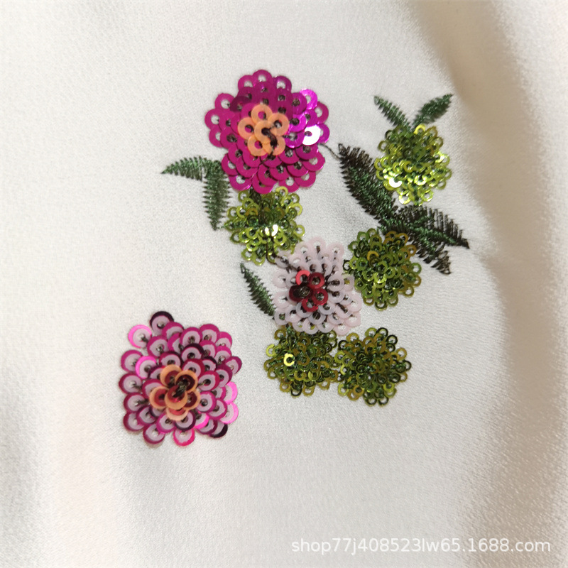 Imitation acetate satin sequin fabric small floral multi-color embroidery fabric dress shirt pajamas high-end fabric