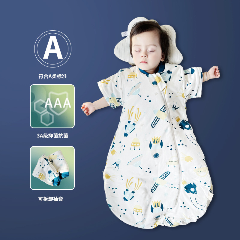 Picture of Aishiyi Antibacterial Baby Cotton Sleeping Bag Children's Sleeping Bag Spring, Autumn and Winter All-In-One Detachable Sleeves Baby Anti-Kick Quilt
